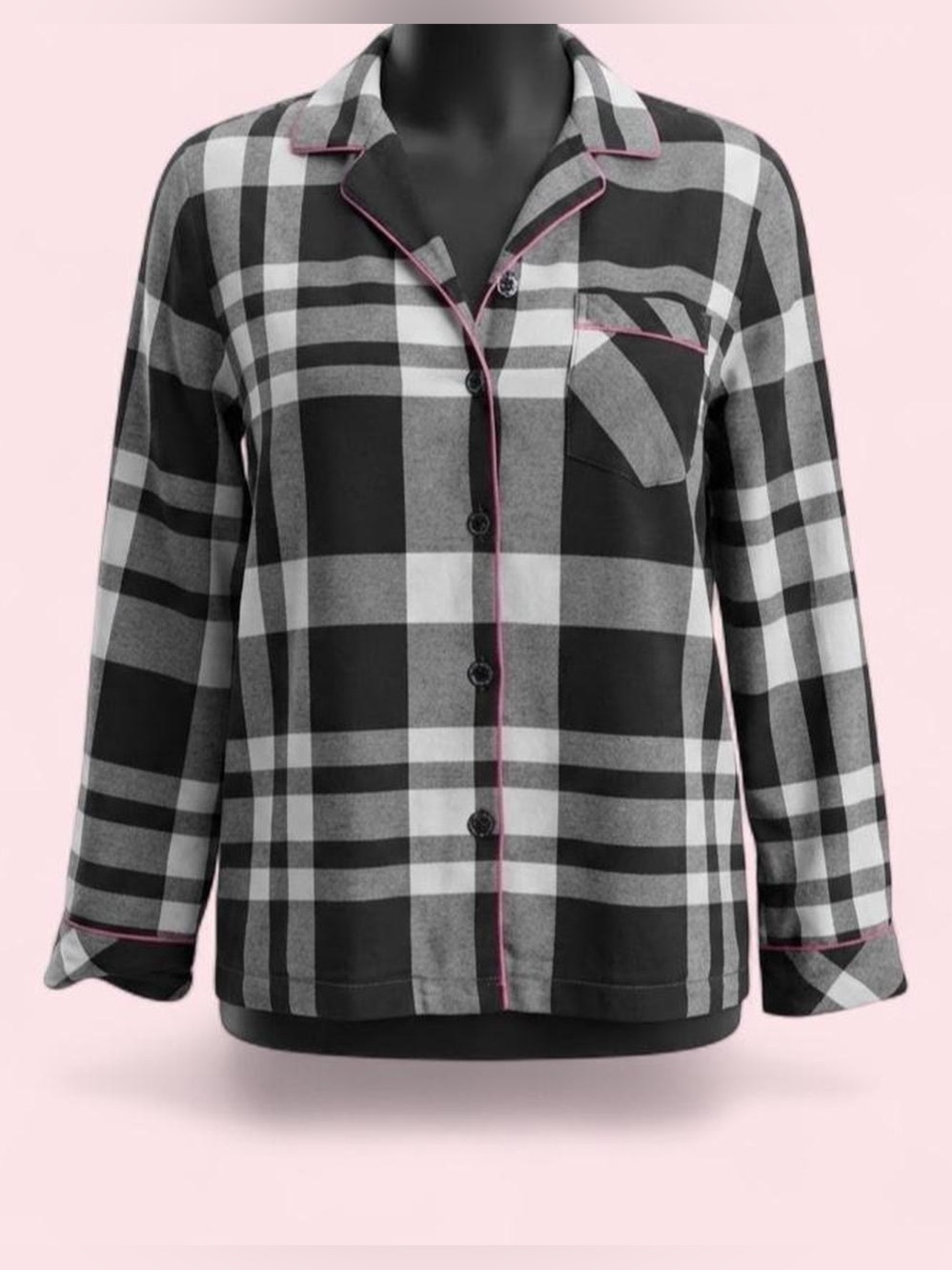 Victoria's Secret Black & White Plaid Vintage Y2K 100% Cotton Shirt